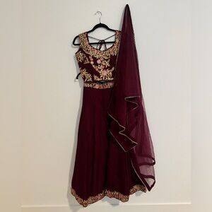 Burgundy/Maroon Indian lengha